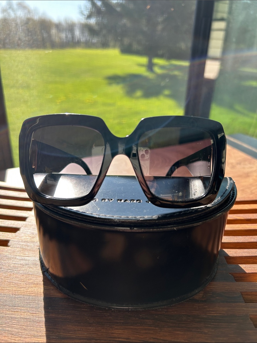 Marc by Marc Jacobs Glossy Black Oversized Square Sunglasses - Picture 3 of 9
